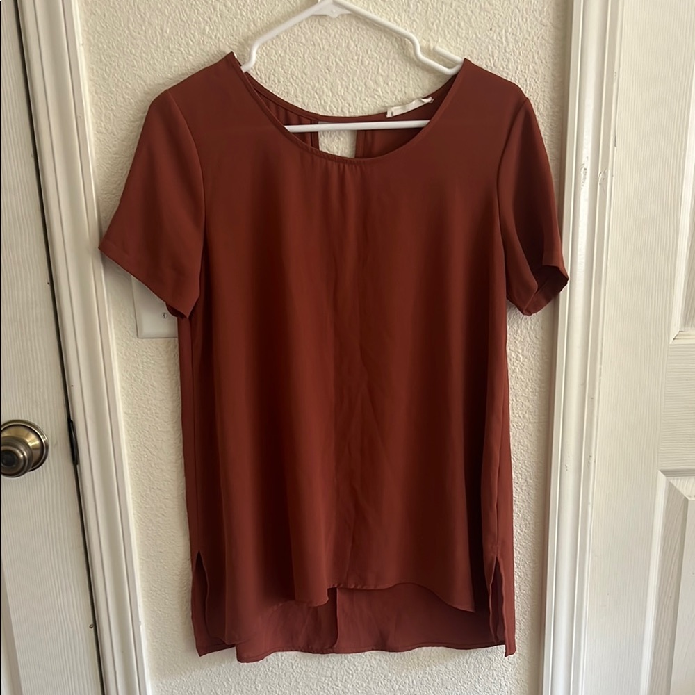Lush Brown Relaxed High Low Tee